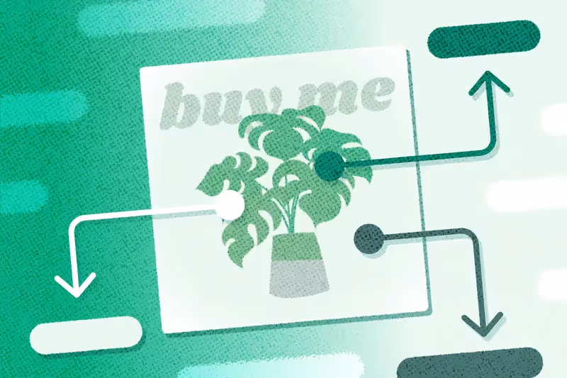 An illustration of an Amazon infographic with arrows coming out of it.