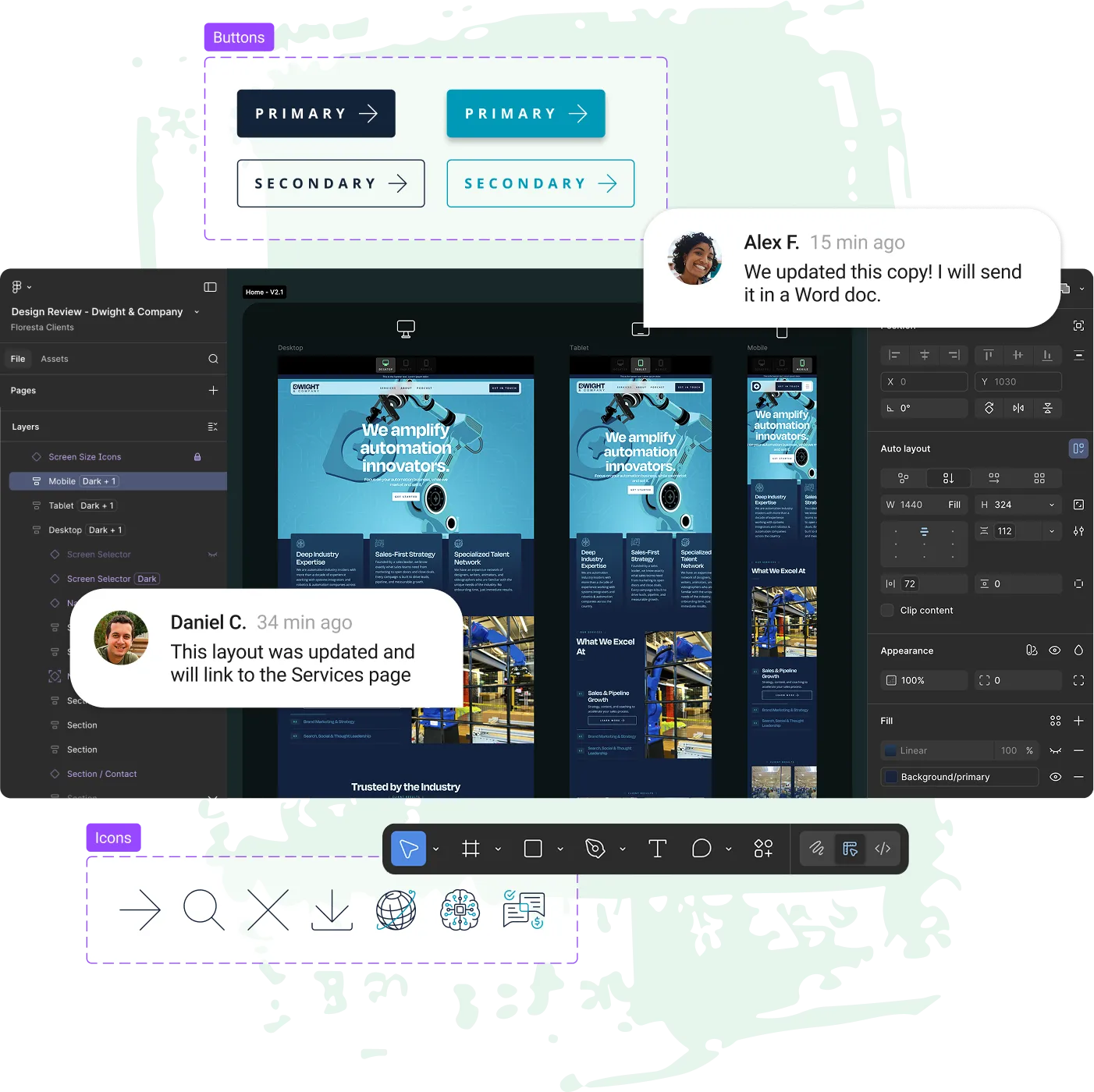 Website design mockup in Figma