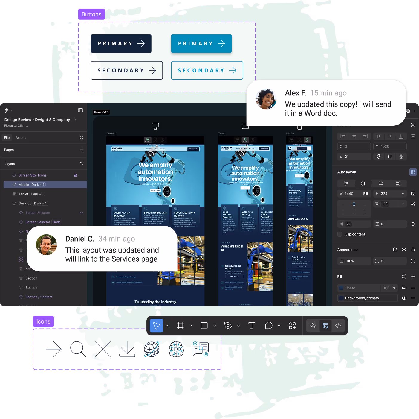 Website design mockup in Figma